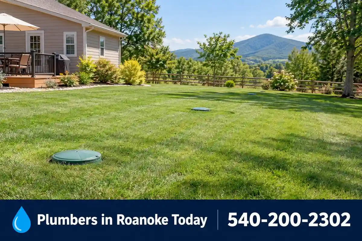 Lawn over a residential septic drain field