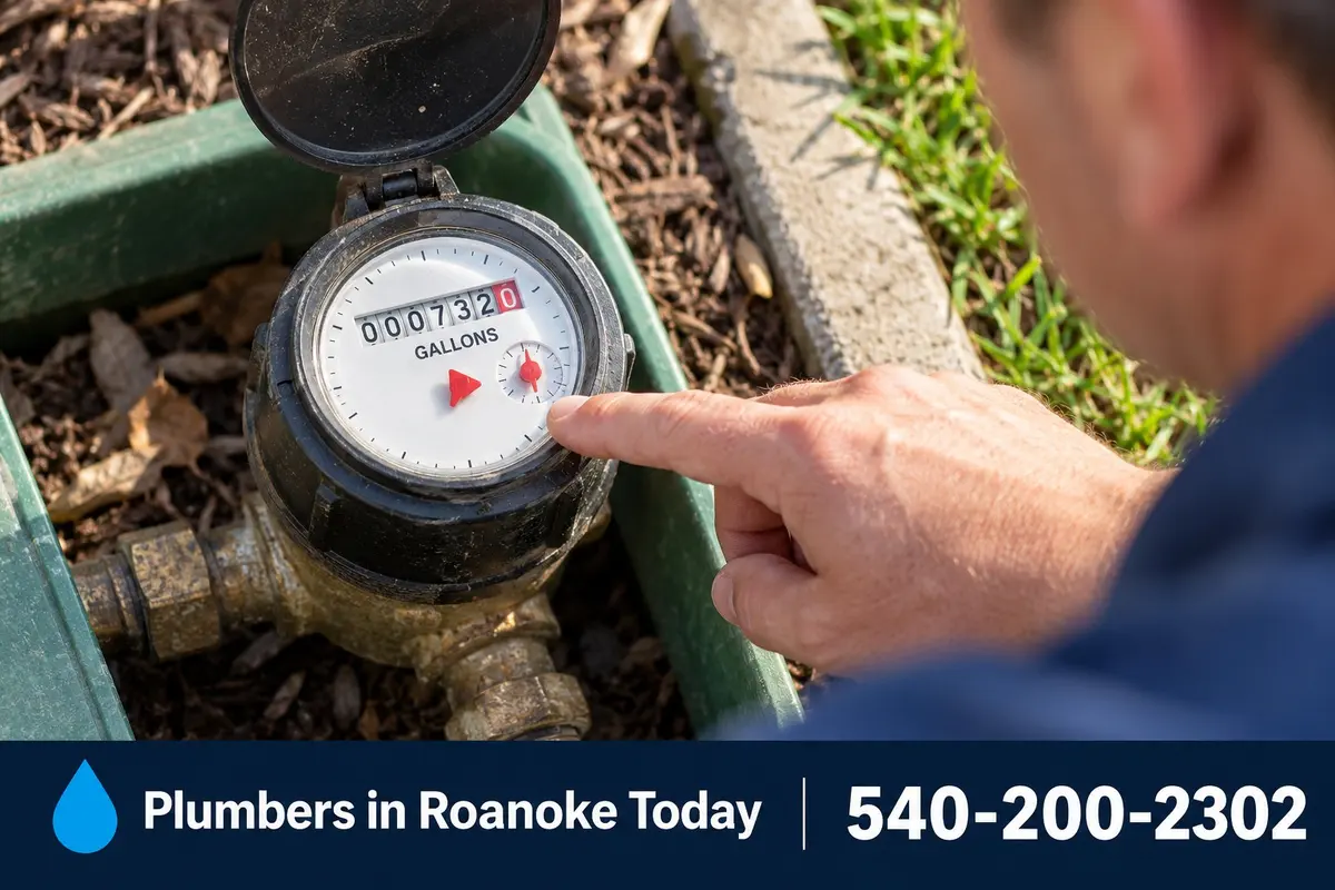 Homeowner checking a residential water meter for a leak